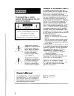 Предварительный просмотр 2 страницы Sony Handycam CCD-FX411 Operation Manual