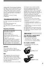 Preview for 3 page of Sony Handycam DCR-DVD7E Operating Manual