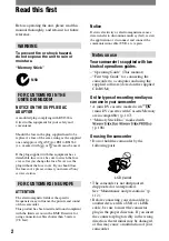 Preview for 2 page of Sony Handycam DCR-PC1000E Operating Manual