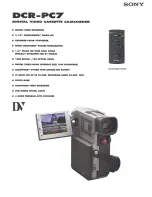 Sony Handycam DCR-PC7 Specifications preview