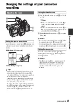 Предварительный просмотр 25 страницы Sony Handycam HDR-AX2000E Operating Manual