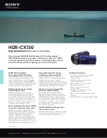 Sony Handycam HDR-CX130 Specifications preview