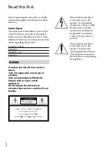 Предварительный просмотр 2 страницы Sony Handycam HDR-CX220E Operating Manual