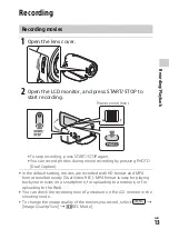 Предварительный просмотр 13 страницы Sony Handycam HDR-CX240 Operating Manual