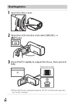 Предварительный просмотр 14 страницы Sony Handycam HDR-CX240 Operating Manual