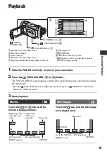 Предварительный просмотр 13 страницы Sony Handycam HDR-CX6EK Operating Manual