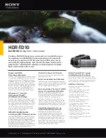 Preview for 1 page of Sony HANDYCAM HDR-TD10 Specifications