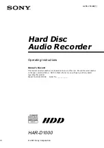 Sony HAR-D1000 - Hard Disc Audio Recorder Operating Instructions Manual предпросмотр