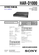 Preview for 1 page of Sony HAR-D1000 - Hard Disc Audio Recorder Service Manual