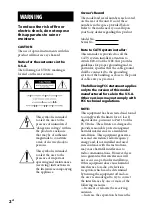 Предварительный просмотр 2 страницы Sony HCD-BX50BTi - Compact Disc Receiver Operating Instructions Manual