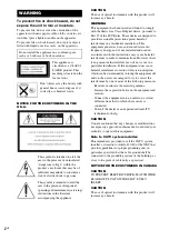 Preview for 2 page of Sony HCD-DV2D - Dvd / Reciever Component Operating Instructions Manual