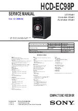 Sony HCD-EC98P - Amplifier, Cd Player Service Manual предпросмотр