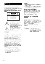 Предварительный просмотр 2 страницы Sony HCD-GS100 - Mini Hi-fi Component System Operating Instructions Manual