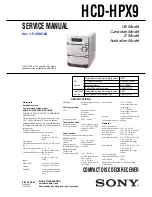 Preview for 1 page of Sony HCD-HPX9 - Hi Fi Components Service Manual