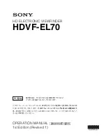 Предварительный просмотр 1 страницы Sony HDVF-EL70 Operation Manual