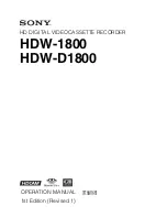 Preview for 1 page of Sony HDW-1800 Operation Manual