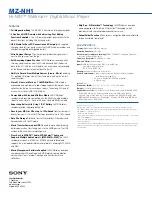 Preview for 2 page of Sony Hi-MD Walkman MZ-NH1 Specification Sheet