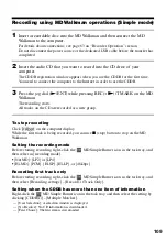 Preview for 109 page of Sony Hi-MD Walkman MZ-RH10 Operating Instructions Manual