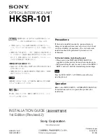 Sony HKSR-101 Installation Manual preview