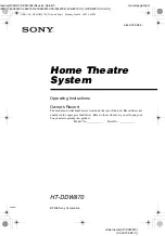 Sony HT-DDW870 Operating Instructions Manual preview