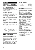 Preview for 2 page of Sony HT-M2 Operating Instructions Manual