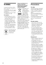 Preview for 2 page of Sony HT-RD150 Operating Instructions Manual