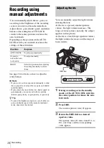 Предварительный просмотр 28 страницы Sony HVR Z1U - Camcorder - 1080i Operating Instructions Manual