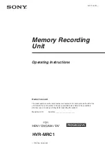 Предварительный просмотр 1 страницы Sony HVRMRC1K - Mem Recording Unit Operating Instructions Manual