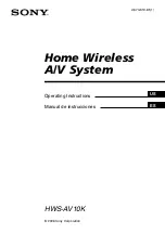 Sony HWS-AV10K Operating Instructions Manual preview