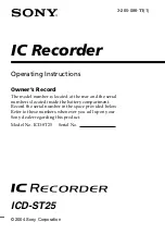 Sony IC Recorder ICD-ST25 Operating Instructions Manual preview