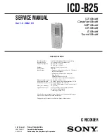 Preview for 1 page of Sony ICD-B25 Operating Instructions  (primary manual) Service Manual