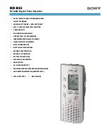 Preview for 1 page of Sony ICD-B25 Operating Instructions  (primary manual) Specification Sheet