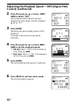 Предварительный просмотр 40 страницы Sony ICD-BM1A - Memory Stick Media Digital Voice Recorder Operating Instructions Manual