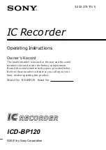 Предварительный просмотр 1 страницы Sony ICD-BP120 - Ic Recorder Operating Instructions Manual