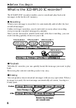 Предварительный просмотр 6 страницы Sony ICD-BP120 - Ic Recorder Operating Instructions Manual