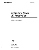 Предварительный просмотр 1 страницы Sony ICD-MS1 - Memory Stick Ic Recorder Operating Instructions Manual