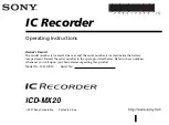 Preview for 1 page of Sony ICD-MX20 - Memory Stick Pro Duo Digital Voice... User Manual