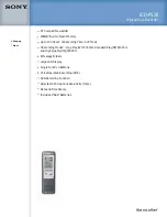 Sony ICD-P520 - Digital Voice Recorder Specifications preview