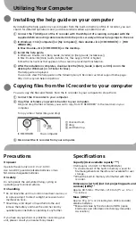 Preview for 3 page of Sony ICD-PX240 Quick Start Manual