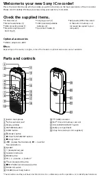 Preview for 2 page of Sony ICD-PX333M Quick Start Manual