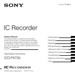 Предварительный просмотр 1 страницы Sony ICD PX720 - 1 GB Digital Voice Recorder Operating Instructions Manual