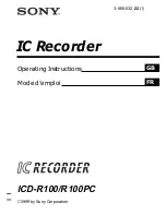 Sony ICD-R100 Operating Instructions  (primary manual) Operating Instructions Manual preview