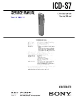 Preview for 1 page of Sony ICD-S7 Service Manual