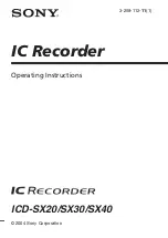 Предварительный просмотр 1 страницы Sony ICD-SX20 Operating Instructions Manual