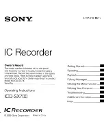 Предварительный просмотр 1 страницы Sony ICD-SX700 Operating Instructions Manual