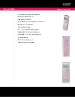 Предварительный просмотр 1 страницы Sony ICD-UX70PINK Specifications