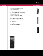 Preview for 1 page of Sony ICD UX80 Specifications