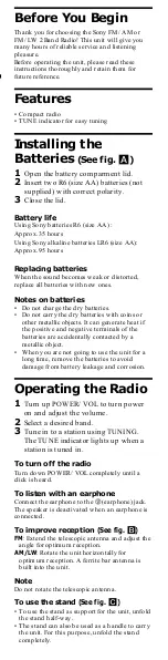 Preview for 3 page of Sony ICF-303 User Manual