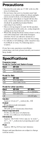 Preview for 4 page of Sony ICF-303 User Manual