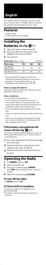 Preview for 3 page of Sony ICF-304 User Manual